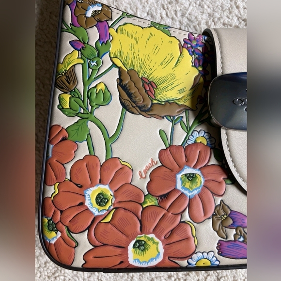 Coach Floral Print Shoulder Bag with Cream Accents - Picture 2 of 8